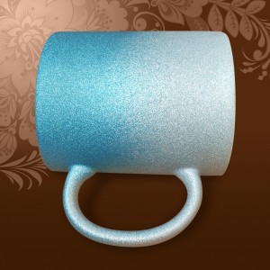 Кружка с блестками голубая+серебро 330мл